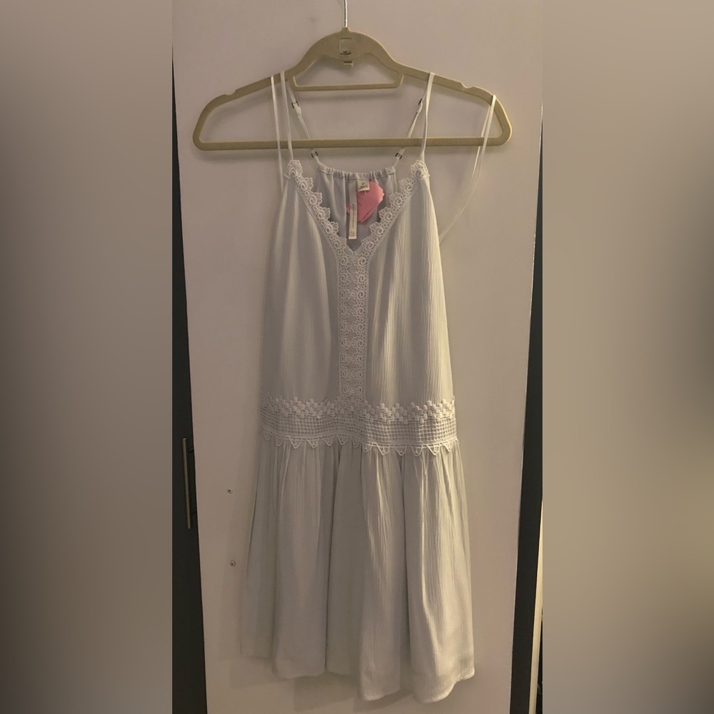 Light blue ish gray drop waist sundress